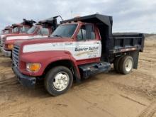 1996 FORD F-SERIES SINGLE AXLE DUMP TRUCK, FORD 7.0L DIESEL ENGINE, 5-SPEED WITH 2-SPEED AXLE, 8' BOX, AM/FM, REAR HITCH, 200,120 MILES SHOWING, VIN: 1FDNF72J3VVA00275