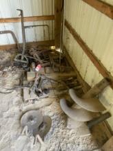 ASSORTED TRACTOR PARTS, AUGER, BRACKETS AND MORE