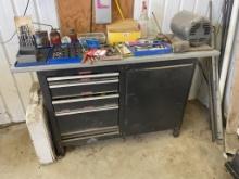 CRAFTSMAN TOOL BOX WITH ASSORTED MACHINIST TOOLS