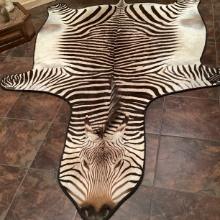 Black Colored Zebra Hide Rug