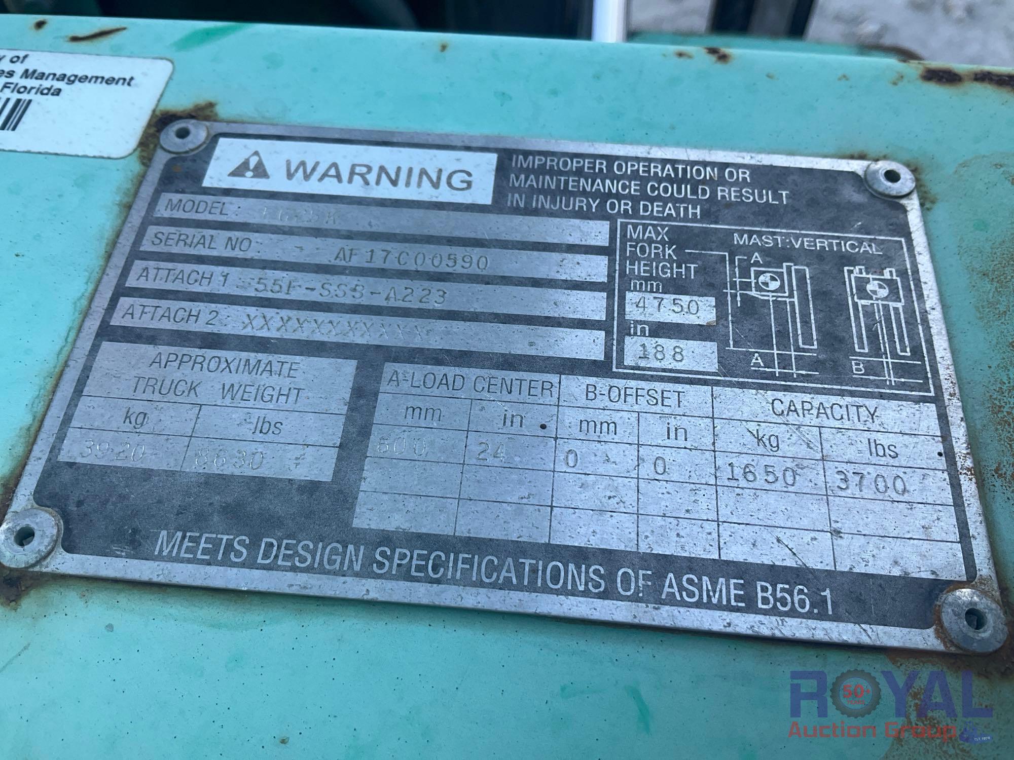 2001 Mitsubishi FG25K 5,000LB Pneumatic Tire Forklift