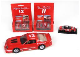 Budweiser Race Cars (4), 2 w/out boxes, Exc cond, 8" L.