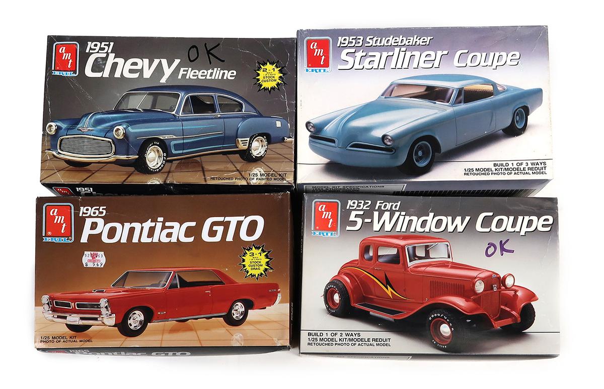 Toy Scale Models (4) Ertl, 1932 Ford 5-Window Coupe, 1951 Chevy Fleetline,