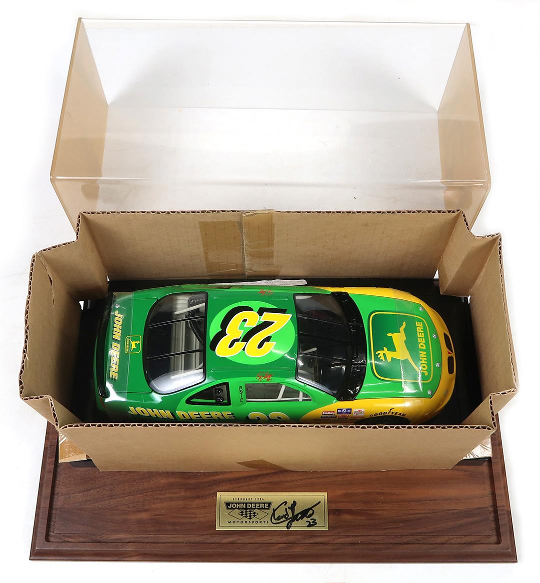 Nascar John Deere Model, Chad Little No. 23 1996, autographed on name plate