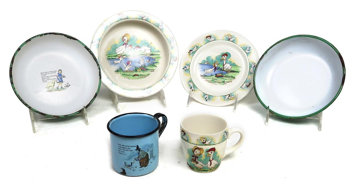 Toy Children's Dishes, 6 pcs including Wade Quack-Quacks and nursery theme