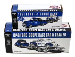 Toy Scale Models (2), 1951 Ford F-1 Truck Bank & 1940 Ford Coupe Race Car w