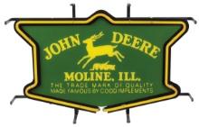 John Deere Neon Sign, translucent panel back lit w/white in a conforming ye