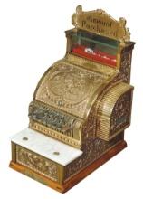 National Cash Register, Model 317, c.1910, ornate cast brass w/burnished fi