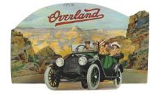 Automobile Diecut, Overland 3-D cdbd w/pull-out car, marked c.1914 by the W