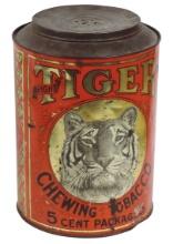 Tobacco Tin, Tiger Chewing Tobacco Counter Display, held 48 5 Cent pkgs, ea