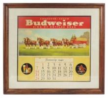 Breweriana Budweiser Calendar, 1940 litho on paper w/full pad, later mat &