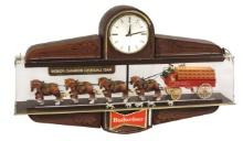 Breweriana Budweiser Lighted Display Clock, wagon team w/Dalmatians in hang