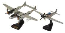 Militaria Warbird Plane Models (2), carved & painted wood P-51D Mustang on