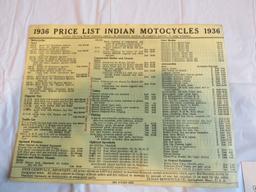 1936 Indian Motorcycles Price Lists