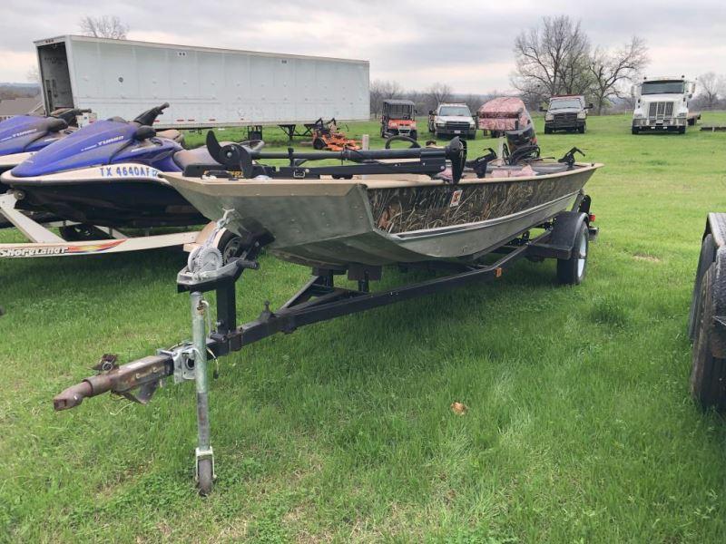 Aluminum Bass Boat with Trailer and Outboard