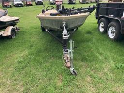 Aluminum Bass Boat with Trailer and Outboard