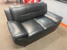 black leather loveseat