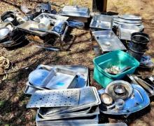 lot Of commercial restaurant pots in pans