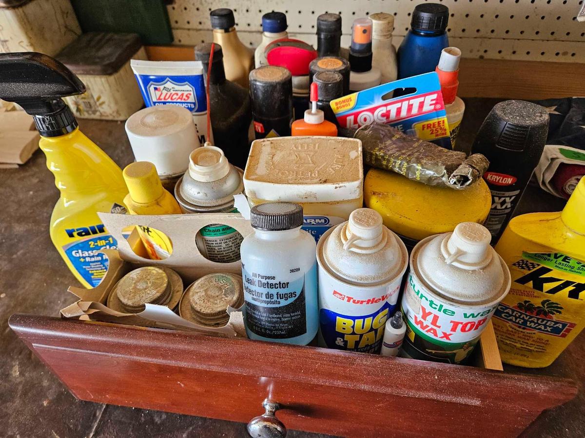 lot of Cleaning supplies and lubes