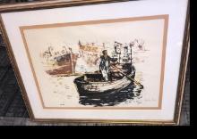 Framed signed original European watercolor 24 in x 19 in