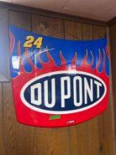 NASCAR #24 Dupont car hood plaque in basement