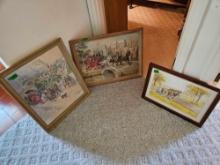 3 framed iland signed pictures.b1