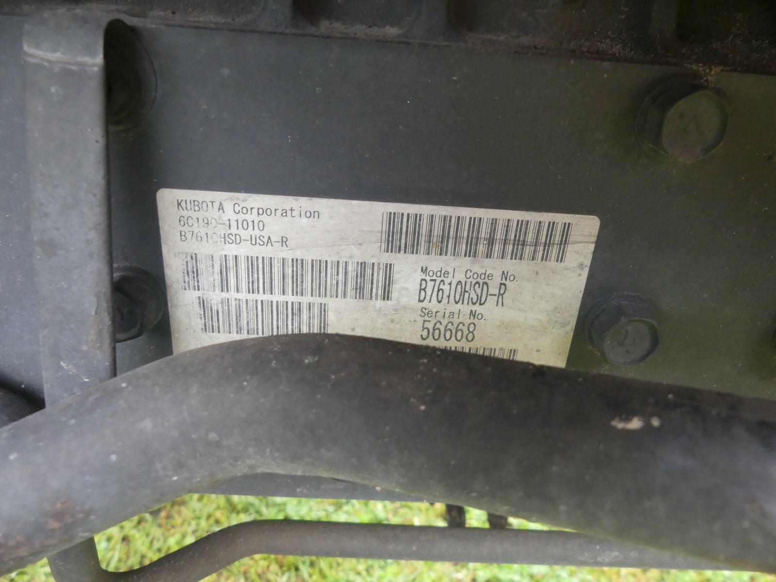 Kubota B7610 MFWD Tractor, s/n 56668: Hydrostatic, Meter Shows 2528 hrs