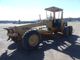 John Deere 570A Motor Grader, s/n DW570AX507864: Canopy, 12' Moldboard, Hyd