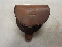 CONFEDERATE STYLE BROWN LEATHER CAP BOX (NO MARKINGS)