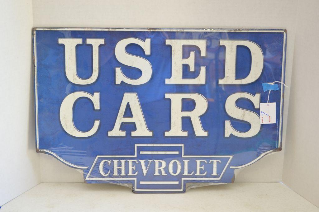 Chevrolet Used Cars Metal Sign - 23" X 16"