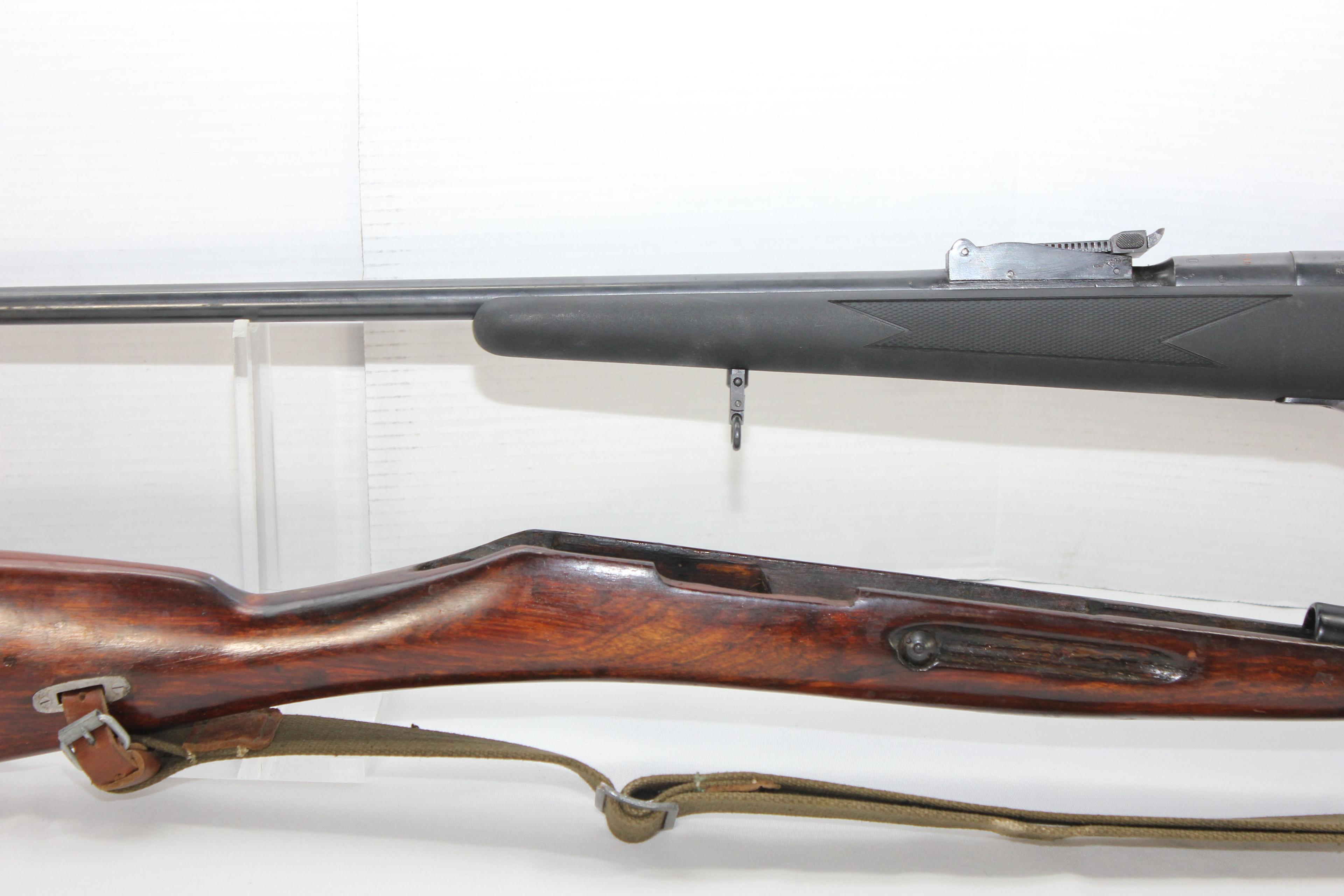 Russian Mosin Nagant Model 91/30 7.62x54R Cal. Rifle w/Bar & Sickle Crest, Synth. & Original Stocks