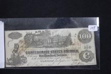Confederate States of America One Hundred Dollar Note; July 21, 1862; XF; 3 Interest Payment Stamps