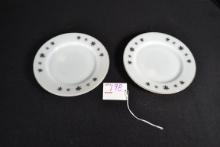 Pair of JAJ Pyrex Black Snowflake on White Plates from England