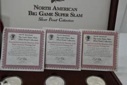 North American Big Game Super Slam Silver Proof Collection Including 27 .999 Silver Rounds in Presen