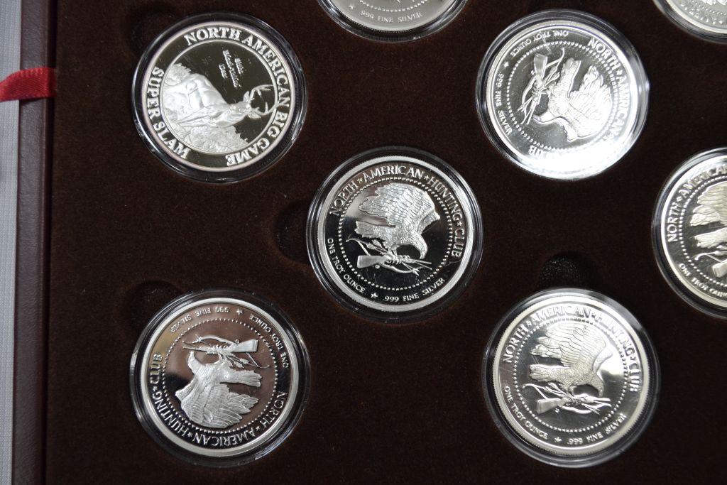 North American Big Game Super Slam Silver Proof Collection Including 27 .999 Silver Rounds in Presen