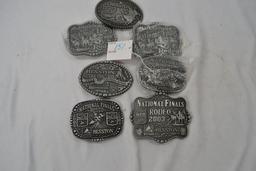 Group of 7 Hesston Rodeo Belt Buckles; 2003, 04, 06, 2-07, 2008 50th Anniversary & 2009