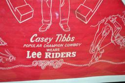 Lee Riders "Casey Tibbs Popular Champion Cowboy" Rodeo Kerchief; Framed; Kerchief is 22"x 20"