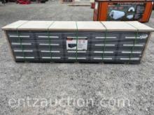 112" WORKBENCH, 20 DRAWER, 75 LB DRAWER CAPACITY