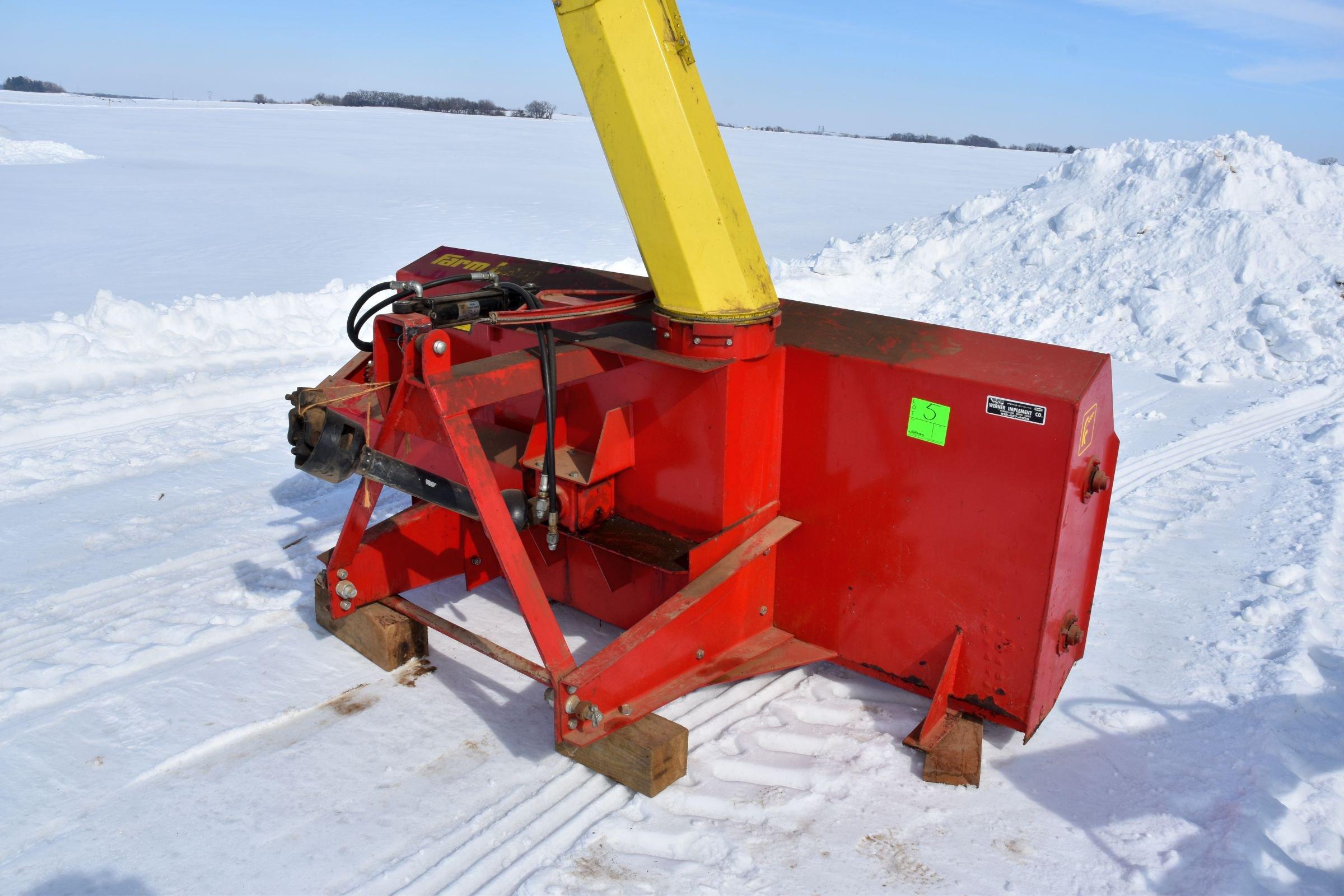 Farm King 960SB Snow Blower, 3p., 540PTO, Double Auger, Hydraulic Spout, 96” Wide