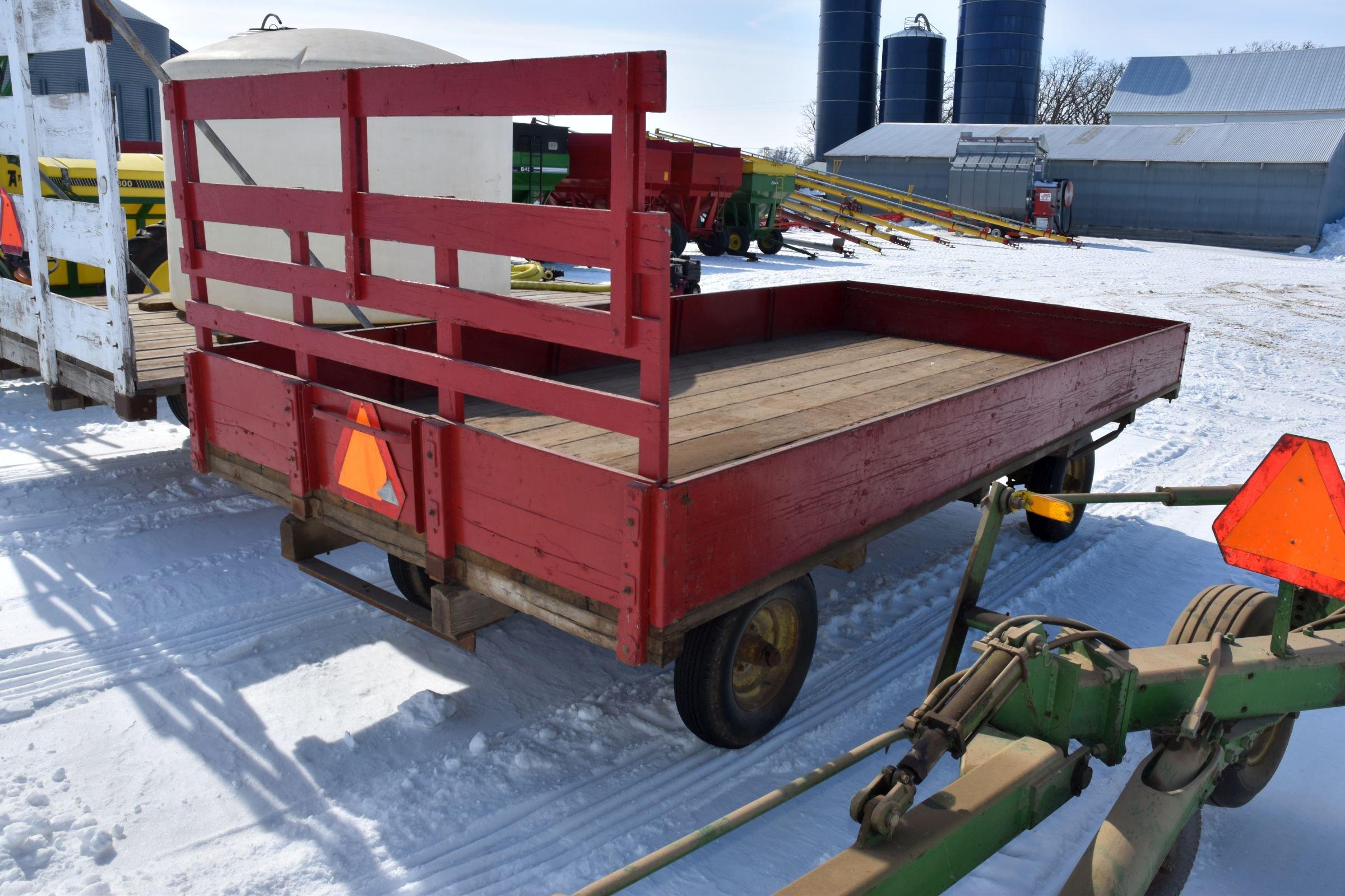 9'x16' Wooden Hay Rack On John Deere Running Gear, With Short Sides