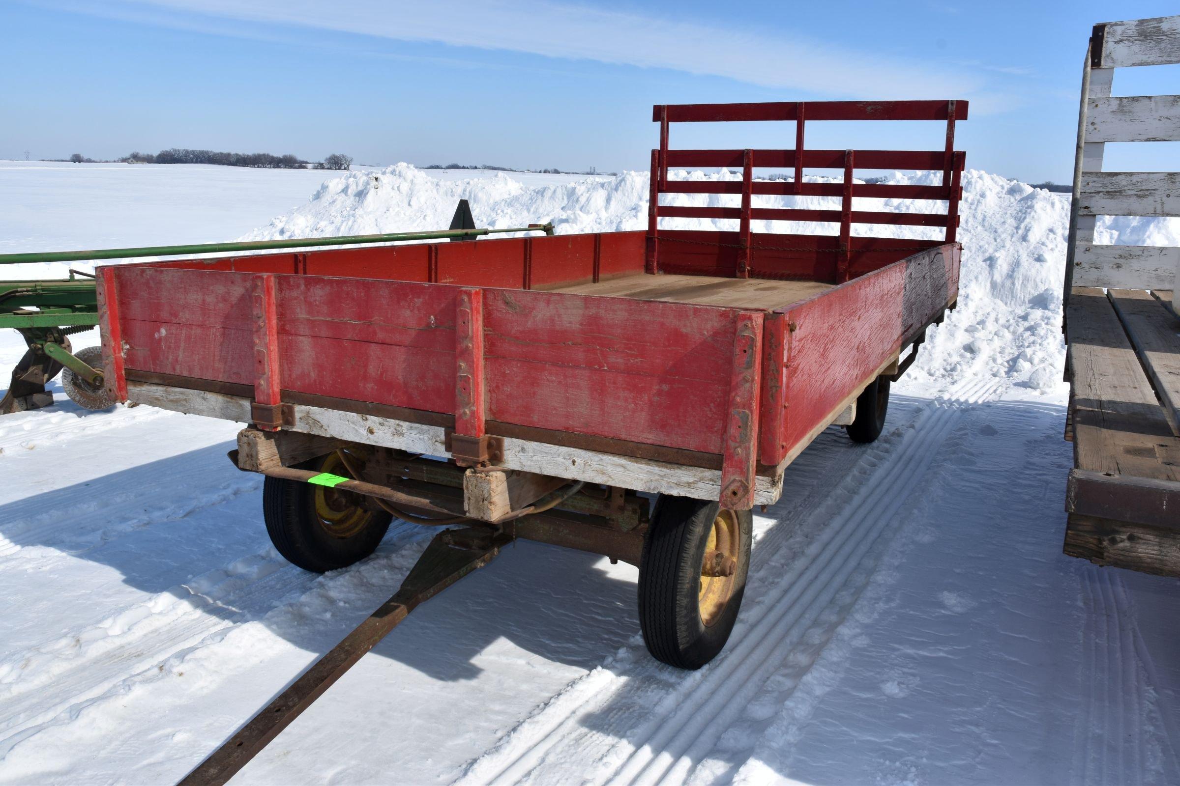 9'x16' Wooden Hay Rack On John Deere Running Gear, With Short Sides