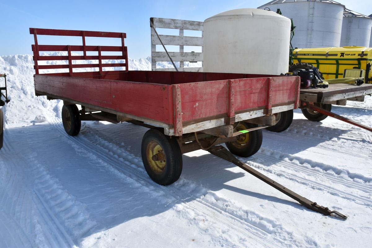 9'x16' Wooden Hay Rack On John Deere Running Gear, With Short Sides