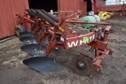 White 588 Plow, 4x20’s, 3pt., Coulters, Heavy Springs, SN: 43791