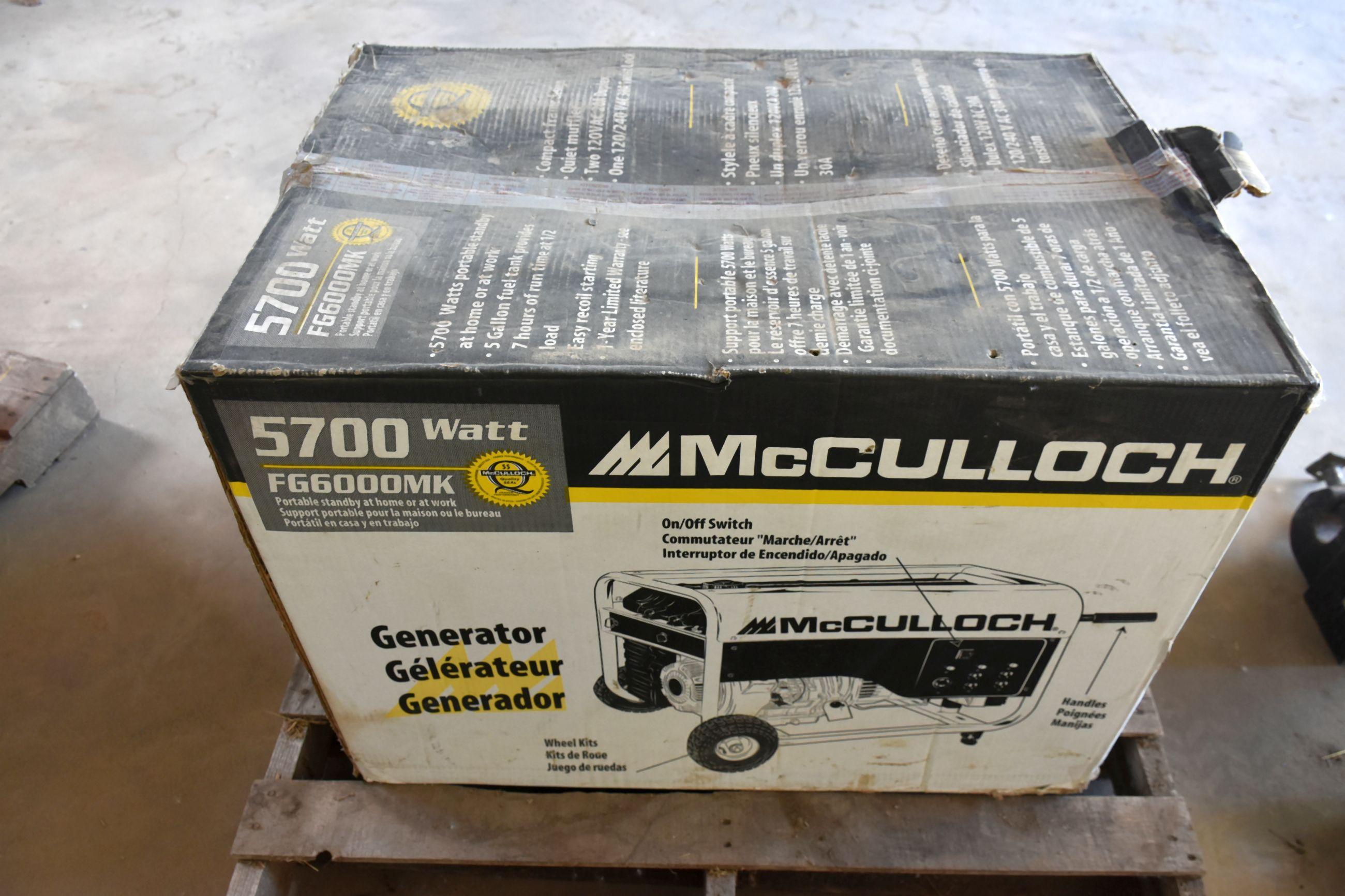 New In Box McCulloch FG6000MK 5700 Watt Generator