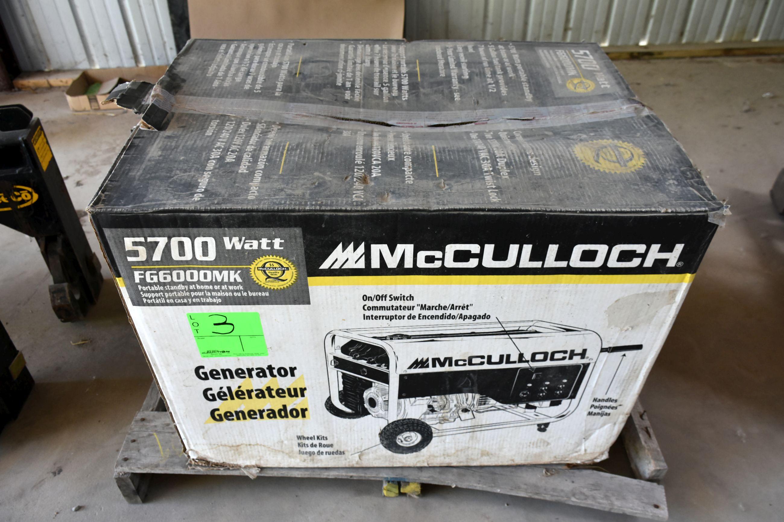 New In Box McCulloch FG6000MK 5700 Watt Generator