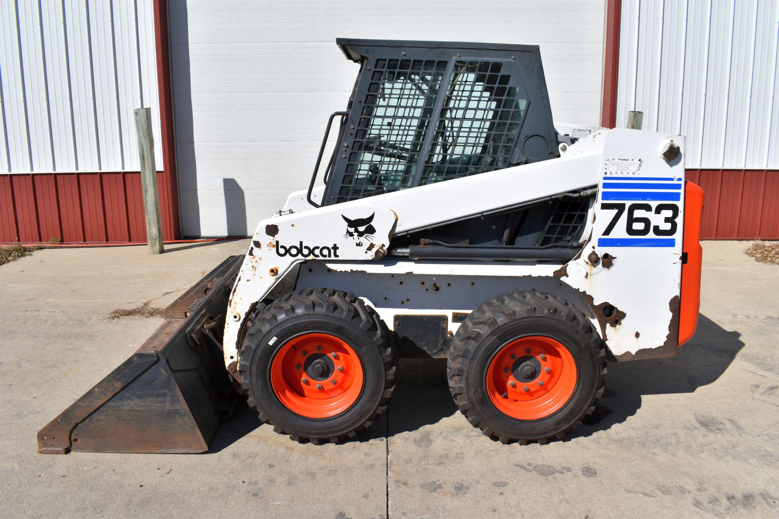 Bobcat 763 Diesel Skid Loader With 1491 Hours, New Tires, Auxiliary Hydraulics, Hand/Foot Controls,