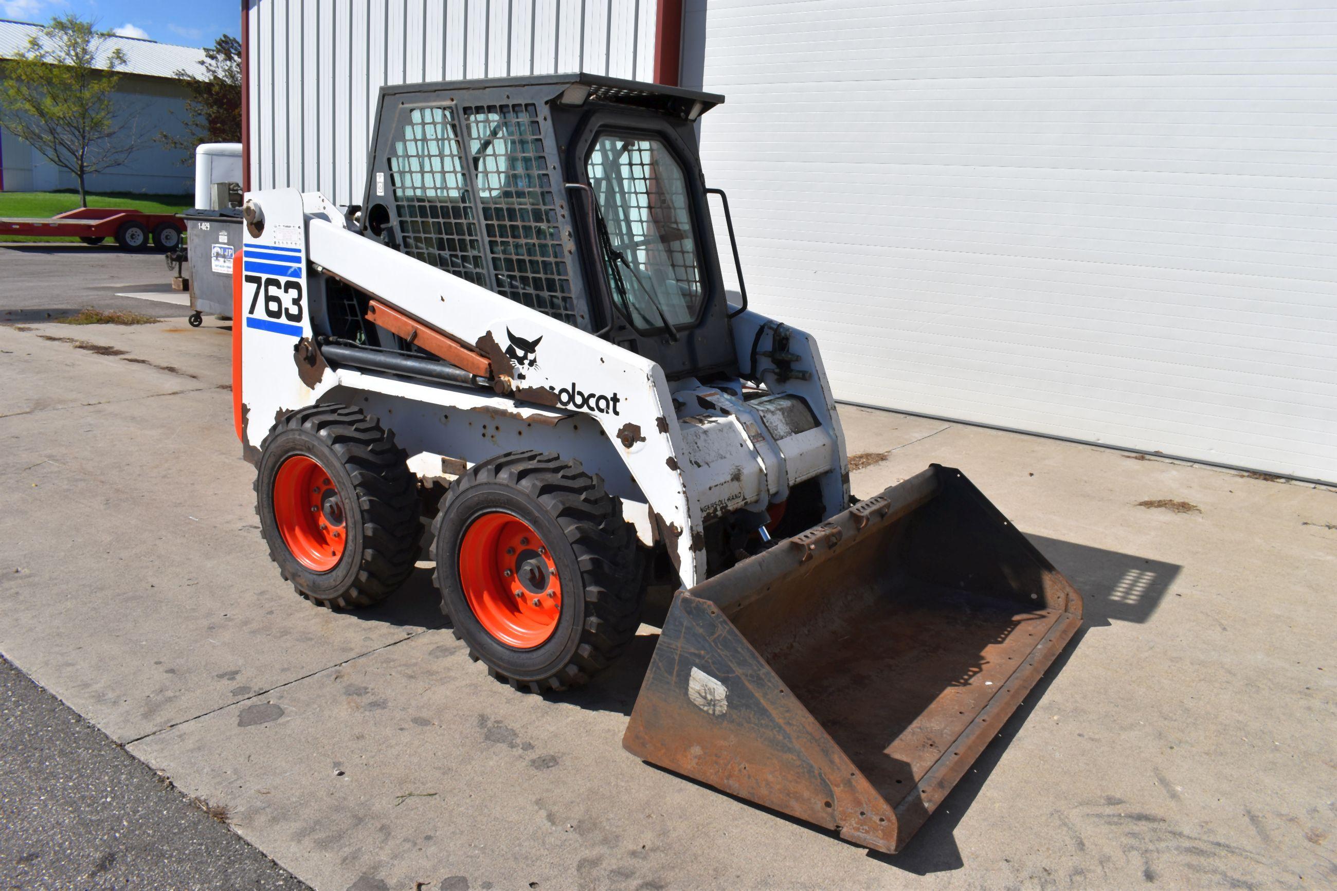 Bobcat 763 Diesel Skid Loader With 1491 Hours, New Tires, Auxiliary Hydraulics, Hand/Foot Controls,