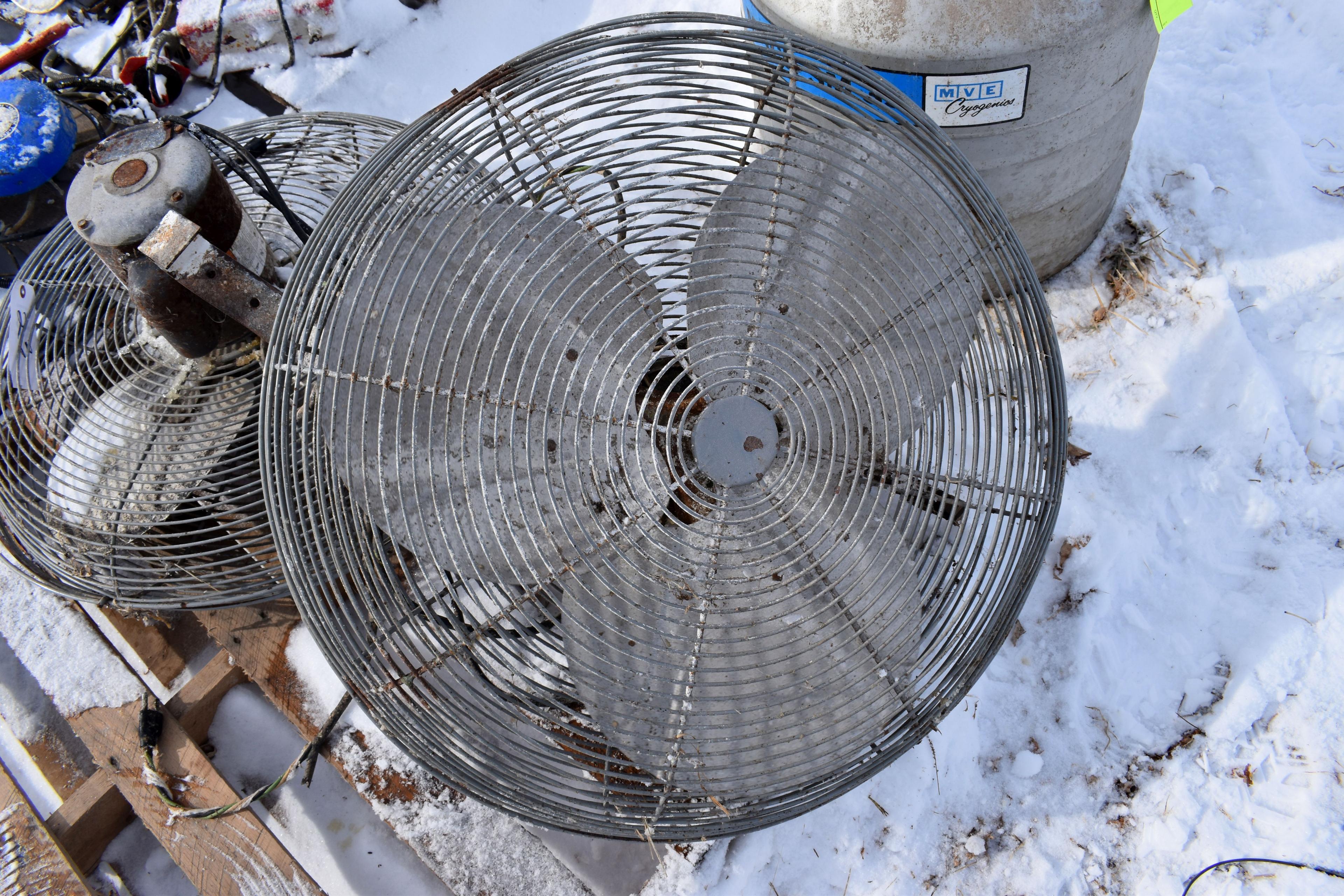 Two Hanging Barn Fans