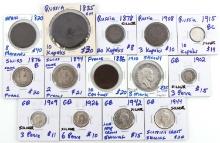 LOT 14 19TH & 20TH CENT EUROPE SILVER BRONZE COINS