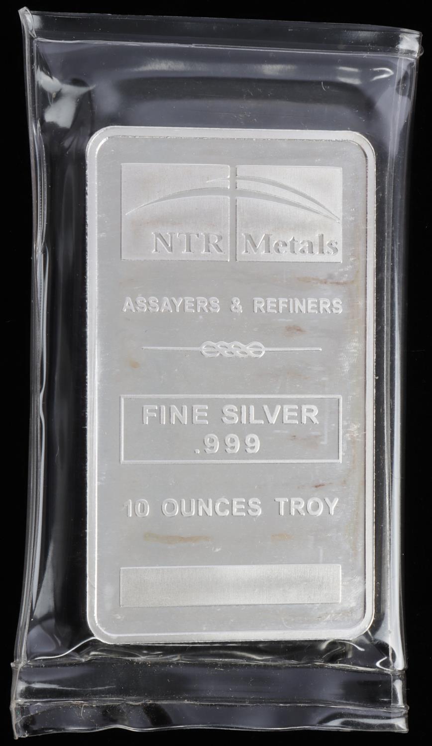 10 OZ NTR .999 FINE SILVER BULLION BAR INGOT